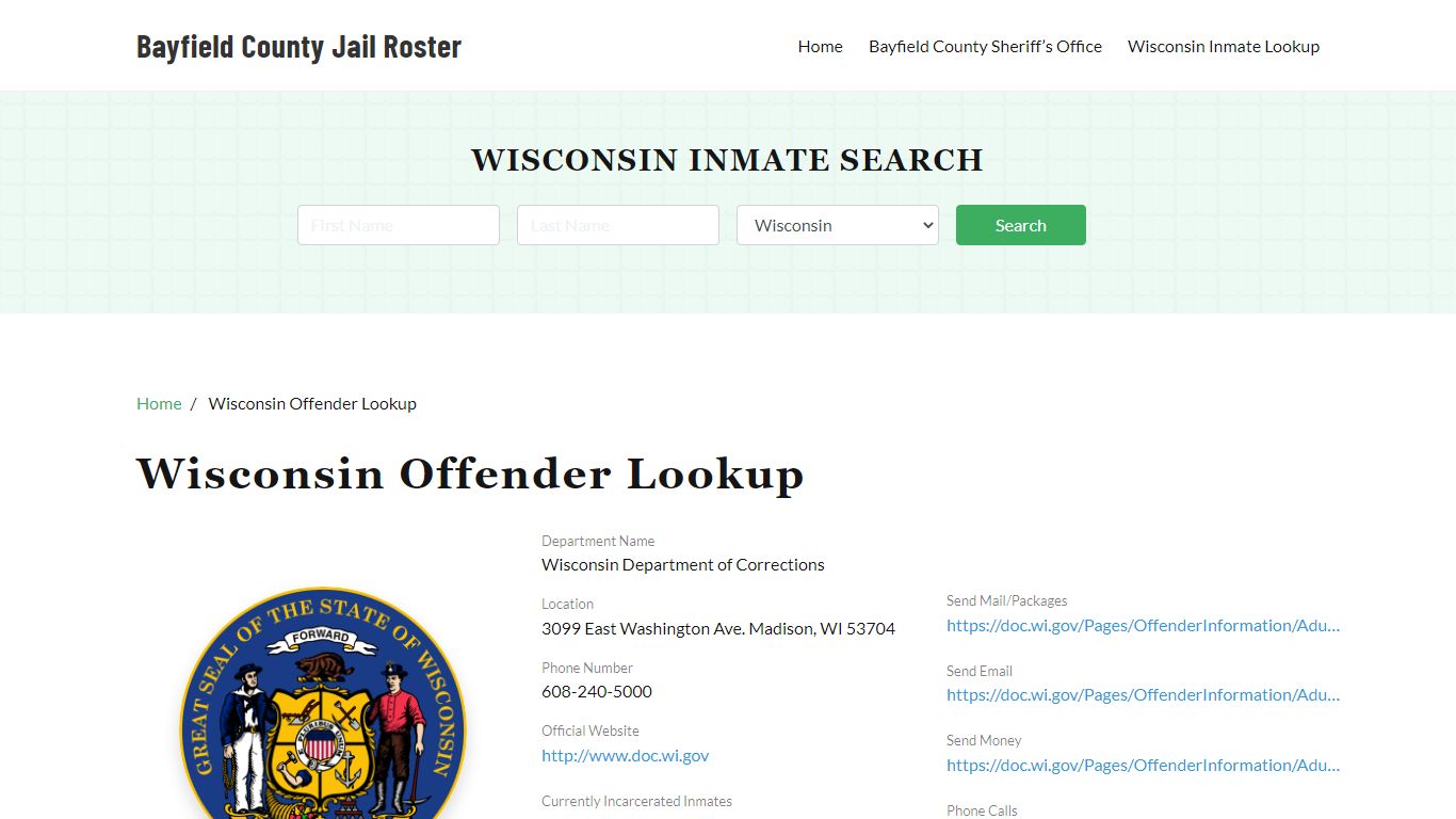 Wisconsin Inmate Search, Jail Rosters - Bayfield County Jail