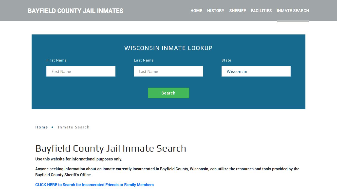 Bayfield County, WI Detainee Lookup